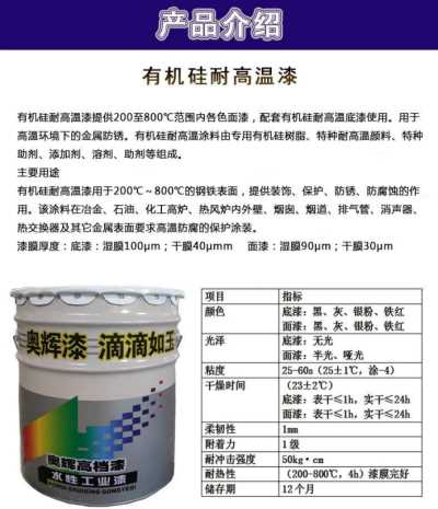 山東奧輝耐熱漆有機硅耐高溫漆廠家批發防腐漆煙囪管道銀粉漆900度