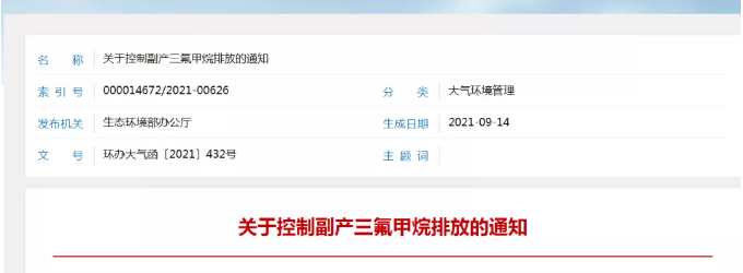 生態環境部：9月15日起副產的三氟甲烷不得直接排放 涂料在線,coatingol.com
