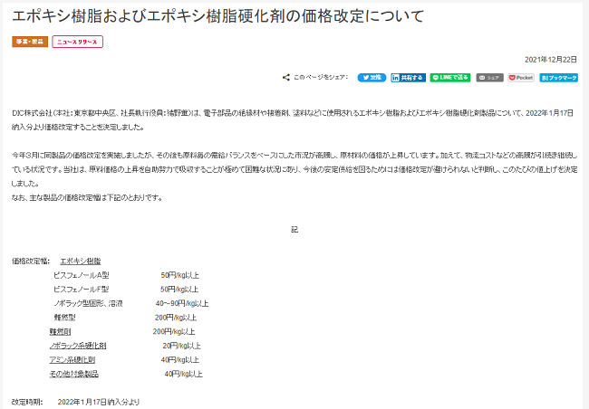 連發兩封漲價函！日本DIC大幅上調環氧樹脂、油墨、固化劑的價格，最高調漲萬元以上 涂料在線,coatingol.com
