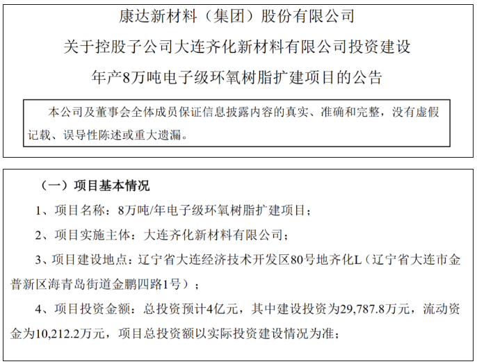 總投資4億元！大連齊化8萬噸電子級環(huán)氧樹脂項目即將啟動 涂料在線,coatingol.com